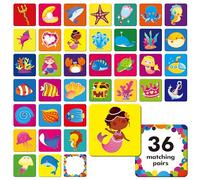 72 PCS Mermaid World Memory Matching Game, Carte di Associazione del Mondo Marino per Bambini 36 Coppie di Carte di Memoria Principessa/Diamante/Animale, Giocattoli Educativi per la Scuola Materna