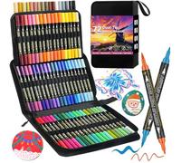 72 Pennarelli Acrilici Doppia Punta - Set di Acrylic Markers con Punta Pennello e Punta Fina, Colorì Acrilici Pennarelli per Dipingere Sassi e Vetro, Confezionati in Borsa di Tela, Acrylic Marker