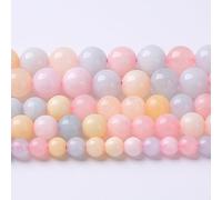 72 perline in pietra naturale di morganite, rotonde, sfuse, per la creazione di gioielli, braccialetti fai da te, collane e cristalli, 81,3 cm, 2 fili