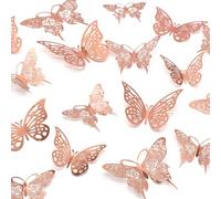72 Pezzi Farfalle Decorative,Farfalle Adesivi Murali,Adesivi Murali a Forma di Farfalla per Casa, 3D Adesivo da Parete Farfalla Decorazioni Torta Farfallecamera da Letto, Decorazione di Torte