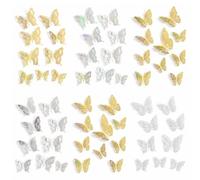 72 Pezzi Farfalle Decorative, Farfalle Decorative Adesivi da Parete, 3D Farfalle per Decorazione della Casa e della Stanza, per Camera da Letto, Soggiorno, Feste di Compleanno e Festa (Oro, Argento)