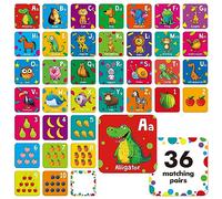 72 PEZZI Gioco di Memoria, Carte di Corrispondenza dell'Alfabeto e dei Numeri per Bambini in Età Prescolare, 36 Coppie di Carte di Memoria per Bambini di 4, 5 e 6 Anni.