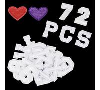 72 Pezzi Lettere termoadesive Numeri Ricamati Lettere A-Z, Numeri 0-9, Applique per vestito, cappello, jeans, Accessori fai da te, Bianco, con 2 Patch in tessuto dell'amore (rosso + viola)