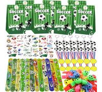 72 Pezzi Regalini Fine Festa Compleanno Calcio, Compleanno Tema Calcio Bambini con Portachiavi, Braccialetto, Fischietti, Adesivi C-alcio, Decorazioni per Bam-bini Regali di Compleanni Natale Bambini