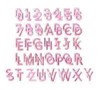72 pezzi rosa numeri / lettere ricamate patch cartoni animati termoadesivi ferro on sew on toppe adesivi fai da te per magliette, gilet, zaini, borse, berretto da baseball