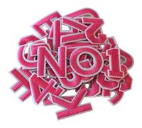 72 pezzi toppe ricamate termoadesive con lettere e numeri, toppe in tessuto rosso rosa per cappelli di abbigliamento fai da te