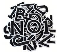72 pezzi toppe termoadesive, lettere da cucire con lettere A-Z, numeri 0-9, numeri da stirare per abbigliamento, vestiti, cappelli, jeans, accessori fai da te, nero
