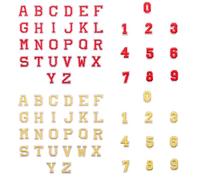 72 Pezzi Toppe Termoadesive Lettere e Numeri, Alfabeto A-Z e Numeri 0-9 Oro e Rosso, Toppe Ricamate da Stirare per Vestiti, Giacche, Cappelli, Borse, Jeans, Riparazione & Decorazione Fai-da-Te