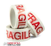 72 ROTOLI DI NASTRO ADESIVO SILENZIOSO FRAGILE 50X66, SCOTCH IMBALLAGGIO PACCHI