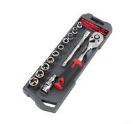 72 Tooth Ratchet Wrench System with 1/4" 3/8" 1/2" Drive Compatibility Bar and 10 socket for technical and domestic task (6,35 mm)