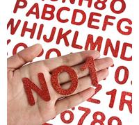 72 toppe glitterate termoadesive con lettere e numeri, ricamate dalla A alla Z, numeri 0-9, per giacche, zaini, cappelli e camicie, colore: rosso