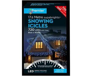720 Luci A Ghiacciolo Blu E Bianche Con Timer - PREMIER
