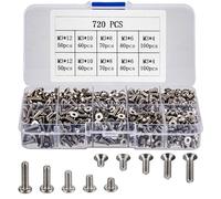 720 Pezzi Viti a Testa Esagonale Assortimento Kit, Me Viti a Testa Brugola Esagonale Incassato, Viti a Testa Svasata, Viti a Testa Piatta, 4mm/6mm/8mm/10mm/12mm (Silver)