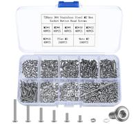 720 Pz Kit di Bulloni e Dadi, M2 Set di Viti a Testa Cilindrica con Esagono Incassato e Dadi e Rondelle, Vite a Testa Esagonale Incassato in Acciaio Inox, Bulloni Viti a Testa Bottone Brugola, argento