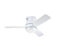 72180 Ventilatore da soffitto bianco per interni da 112 cm Halley, kit di luce con vetro smerigliato opale