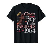 72nd Birthday Black Queen Chapter 72 Fabulous Since 1954 Maglietta