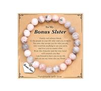 72ore Braccialetto per sorella maggiore, regalo da sorella fratello, pietra naturale, braccialetto con perline a forma di cuore, braccialetto dell'amicizia, gioiello regalo per donne, Adjustable