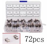 72Pcs 6x30mm / Veloce Blow Elettrico Vetro Tubo Fusibile Assortito Kit 0.5A-30A