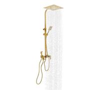 73-116 cm, set completo per doccia, regolabile in altezza, colore oro | Set doccia multifunzione con doccetta a mano, doccetta, pistola a spruzzo e uscita acqua, tubo doccia da 150 cm