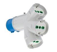73095 Adattatore industriale TRIPLEX da spina 2P T CEE a 3 prese bipasso schuko