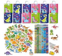 74 pezzi Dino Party pensierini compleanno bambini 12 sacchetti di carta per feste 12 matita acida 50 adesivi, Dino Party pensierini bambini giocattoli compleanno accessori per feste di compleanno