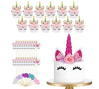 74 Pezzi Torta di Unicorno Decorazioni,Cake Topper Unicorno,Rosa Compleanno di Unicorno per La Festa di Compleanno Torta di Toppers per La Festa A Tema Unicorno della Neonata