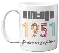 74 Regali di compleanno - 'Vintage 1951 Invecchiato alla perfezione' tazza di compleanno retrò per uomini e donne, 325 ml tazza in ceramica premium lavabile in lavastoviglie