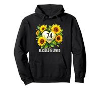 74 Years Blessed Loved Girasole Fiore Cuore 74° Compleanno Felpa con Cappuccio