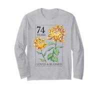 74 Years Loved And Blessed - Timbro Floreale per 74° Compleanno Maglia a Manica