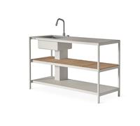 742 Modulo cucina a cielo aperto Grande con lavello in Alluminio/teak