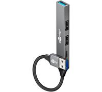 goobay Hub USB 3.2 a 4 porte Slim/USB Multimaschio, 5 Gbit, Hub USB/Splitter USB/Slim USB-A a 3 X USB-A e 1 adattatore USB 3.0 Hub / 74458