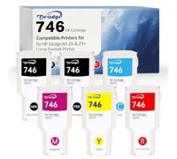 746 Cartucce d'inchiostro 300 ml per HP 746 P2V82A P2V81A P2V83A P2V80A P2V79A P2V78A Compatibile con HP DesignJet Z6 & Z9+ (Nero Opaco, Nero Foto, Ciano, Giallo, Magenta, Rosso cromatico)