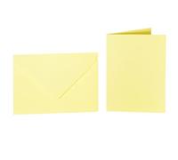 75 buste colorate formato DIN C6 (114 x 162 mm) con biglietti pieghevoli coordinati DIN A6 (100 x 150 mm), colore giallo