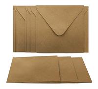 75 carta kraft cartellini Set Quadrato Pieghevole Blanko naturale marrone 135 X 135 mm 220 GM² con lettera di buste quadrata 140 X 140 mm 90 GM² naturale marrone (Forza) Post Buste di carta senza