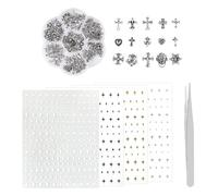75 Gioielli A Croce, 4 Pezzi Di Macchie Di Unghie E 1 Pezzo Di Pinzette In Acciaio Inossidabile, Accessori Futuri Punk -Nail, Strumenti Per Manicure, Nail Art Fai -Da -Te.