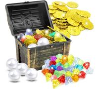 75 Pezzi Giocattoli da Immersione per Bambini con Gemme Colorate, Scrigno del Tesoro, Monete d'oro Pirata, Perla Grande, Giocattoli da Piscina per Bambini Giochi Subacquei e Corsi di Immersione