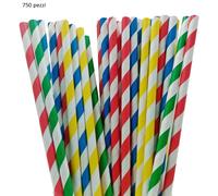 750 Cannucce colorate carta biodegradabile 21cm x Ø 6mm