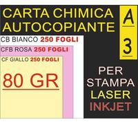 750 FF A3 CHIMICA COPIANTE 80GR CB BIANCO CF ROSA CFB GIALLA STAMPA LASER INKJET