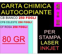 750 FF CHIMICA COPIANTE 80GR CB BIANCO CF CELESTE CFB ROSA STAMPA LASER INK A3+