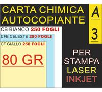 750 FF CHIMICA COPIANTE 80GR CB BIANCO CF CELESTE CFB ROSA STAMPA LASER INK A3