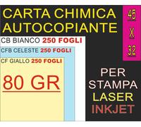 750 FF CHIMICA COPIANTE 80GR CB BIANCO CF CELESTE CFB ROSA STAMPA LASER INK A3+