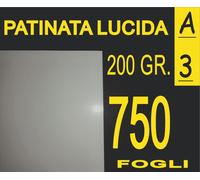 200 FOGLI Carta 200 GR fotografica PATINATA lucida x stampante laser A3