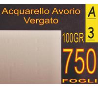 100 FOGLI A3 CARTA 100GR GRIFO VERGATA RILIEVO AVORIO X STAMPANTI LASER INKJET