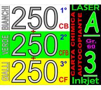 750 FOGLI A3 CHIMICA COPIANTE CB BIANCO CF VERDE CFB GIALLA STAMPA LASER INKJET