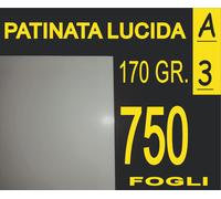 750 FOGLI Carta 170 GR fotografica PATINATA lucida x stampante laser A3