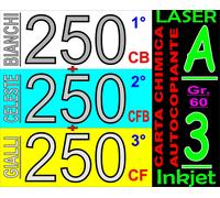 750 FOGLI DA 3 COPIE CARTA CARBONE CHIMICA X STAMPANTI LASER E INKJET A3 COLORE