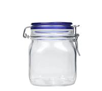 750 ml barattolo con chiusura a gancio 'Fido' tappo blu, quadrato, bocca: chiusura a gancio