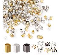750 Pezzi Perline a Crimpare a Tubo di Ottone, Perline Distanziali Rotonde Piatte Minuscole per la Creazione di fai da te Collane, Bracciali,1.5mm/2.0mm/2.5mm(Colore Misto)