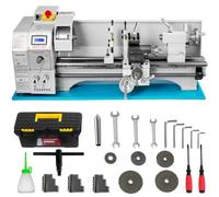 750 W Mini tornio in metallo 200 x 600 mm ad alta precisione tornio parallelo con mandrino a 3 ganasce e velocità del mandrino 50-3000 giri/min per filettatura tornitura foratura