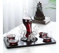 750ML Decanter Whisky Scultura Statua - Scultura 3D A Forma Di Polpo, Set Di Decanter Per Whisky, Bottiglia Di Vino Con 4 Bicchieri Da 350 Ml, Statua Creativa Di Animali Da Bar